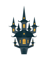 Scary castle isolated on white background. Vector illustration.