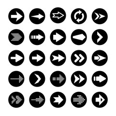 Black Arrows Set on White Background. Arrow, Cursor Icon. Vector Pointers Collection. Back, Next Web Page Sign. 