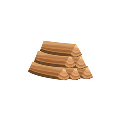 Pile of wood logs an icon for industry flat cartoon vector illustration isolated.