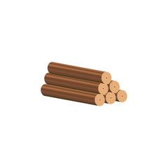 Sawn tree trunks a wooden building material flat vector illustration isolated.