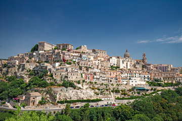 Fototapeta na wymiar Panoramic view of the ancient city of Ragusa Ibla in Sicily, Italy.