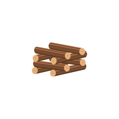 Cartoon firewood stacked in log cabin method to form square well shape