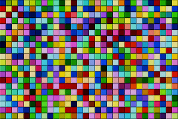 Randomly colored grid of glossy square tiles