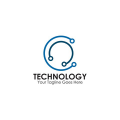 Technology logo design inspiration with using atom chain icon