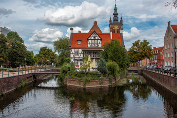 View at Miller's House, old headquarters of the Millers guild, Mill Island in Gdansk, Poland.