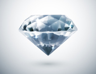 Fototapeta premium Realistic vector diamond illustration - blue crystal gemstone