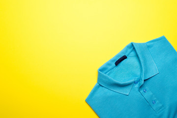 Fashion men's clothing and accessories in casual style flat lay, colorfull background, copy space
