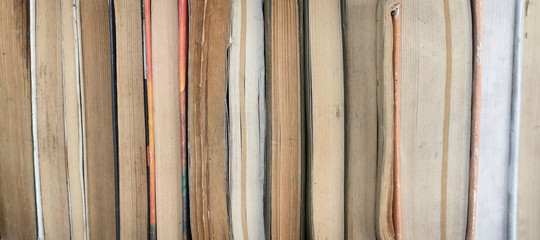 Books on the bookshelf texture background.