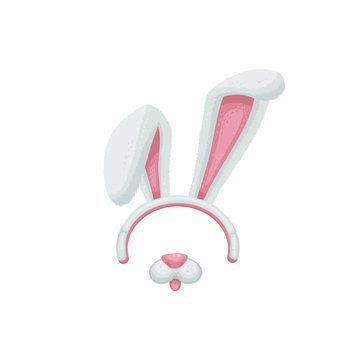 Cartoon animal bunny ears and mouth with nose details cartoon vector illustration.