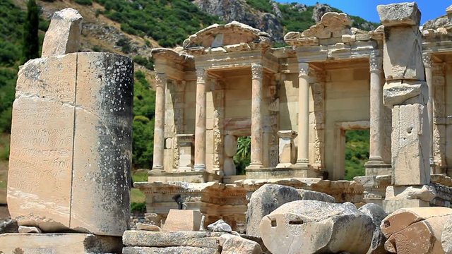 Celcius Library, Ephesus Ancient City in Turkey. Library completed about 134 CE, was built as a mausoleum in honor of the Roman senator Gaius Julius Celsus Polemaeanus, a native of nearby Sardis, one 