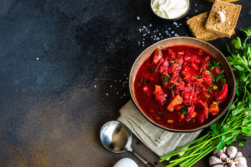 Ukrainian beetroot soup borscht