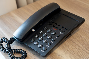 Close up telephone standing on office