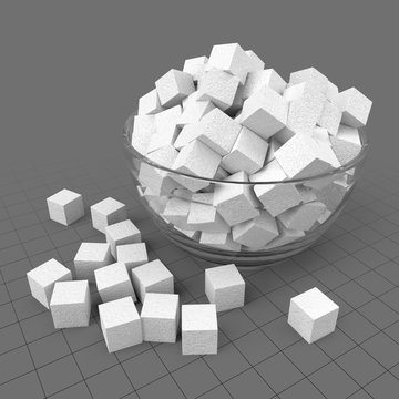Stylized sugar cubes in glass bowl