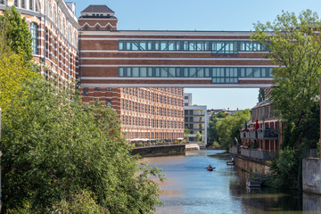 Picture from the river elster in leipzig Schleussig  .It is a popular place of residens in modern...