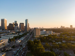 Naklejka na ściany i meble Century City Los Angeles Skyline Aerial Sunset Photo Beverly Hills