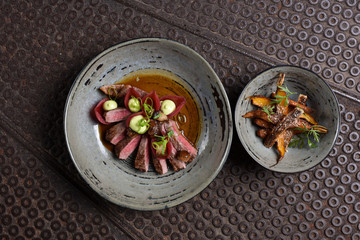 Haute cuisine/Asian fusion, roasted duck