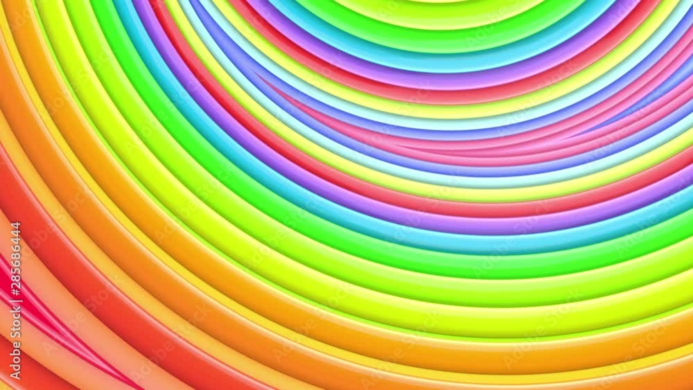 Poster abstract 3d seamless bright background in 4k. rainbow multicolored stripes move cyclically in simple