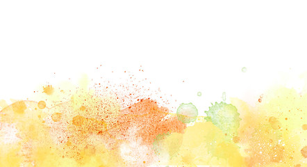Watercolor border isolated on white, yellow orange  colors artistic background