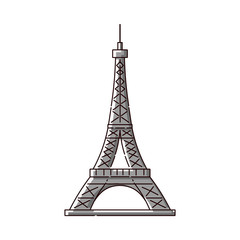 Eiffel Tower flat icon - famous Paris, France tourist attraction.