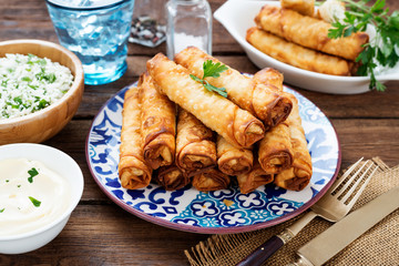 Deep Fried Turkish Cigar Shaped Rolls - Spring roll Sigara Borek.
