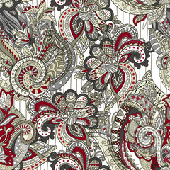 Vector floral background with hand made pattern. Doodles.