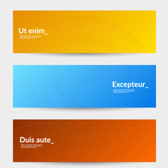 Banner templates with bright gradient background and embossed shapes