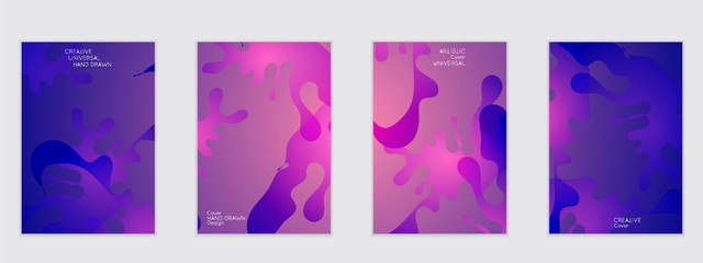 Templates with wavy shapes overlapping on bright gradient background