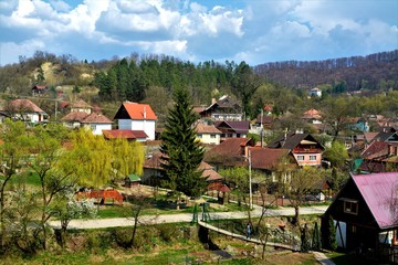 Fototapeta na wymiar landscape with a village from Transylvania - Romania