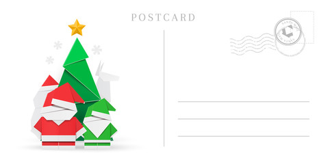 Empty Christmas and New Year postcard template.