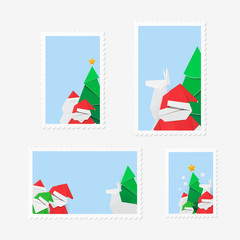 Set of postage stamps for Christmas, New Year and other winter holidays.