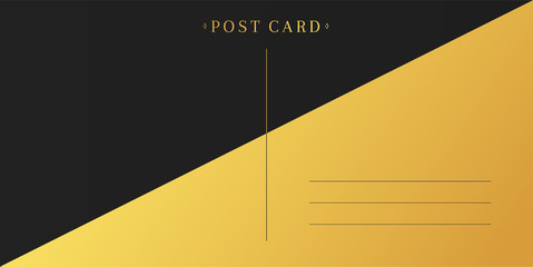 Blank template of black and gold postcard back.