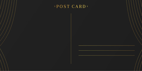 Contemporary black postcard back with gold decorations for invitations and mails.