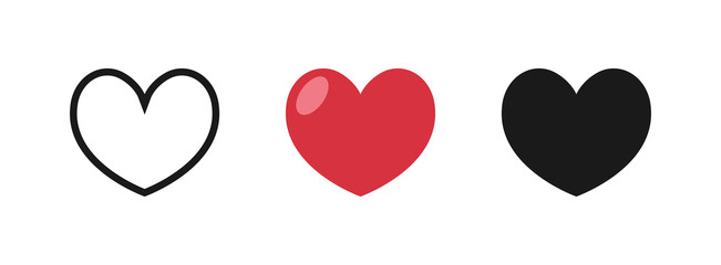 Heart vector icons. Love symbol hearts collection.