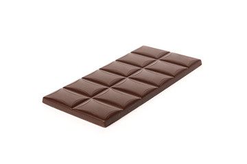 Milk chocolate bar isolated on white background.