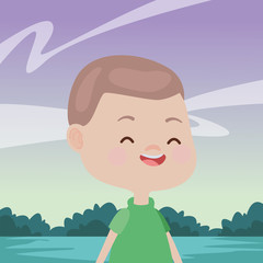 Happy kid having fun cartoons