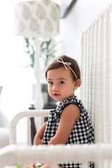 Toddler Girl in Black and White Gingham Romper