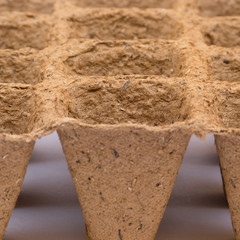 Closeup of organic jiffy pots
