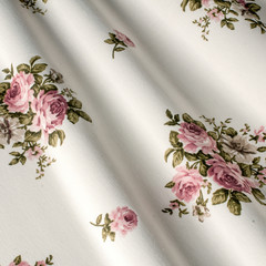 Cotton textile background, fabric pink flowers provence