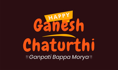 Happy Ganesh Chaturthi. creative calligraphy for indian festival ganesh chaturthi. typographic emblems, logo or badges. Usable for greeting cards, banners, print, t-shirts, posters and banners.
