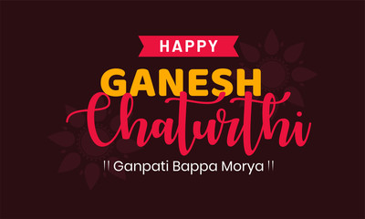 Happy Ganesh Chaturthi. creative  calligraphy for indian festival ganesh chaturthi. typographic emblems, logo or badges. Usable for greeting cards, banners, print, t-shirts, posters and banners.