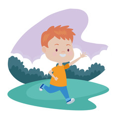 Happy kid having fun cartoons