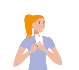 cute young woman with smartphone