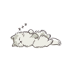 Cartoon cat sleeping in cute position