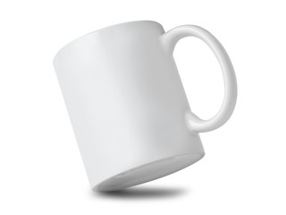 White mug cup mockup for your design isolated on white background with clipping path.