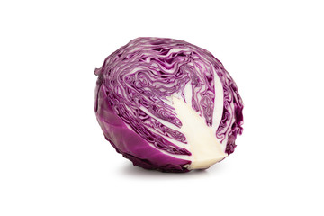 Fototapeta premium Half red cabbage and half isolated on white background with clipping path