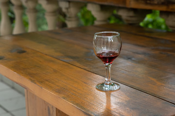 glass with red wine, tasting, restaurant