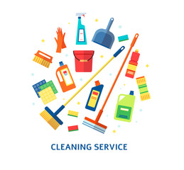 Cleaning service logo or branding element the flat vector illustration isolated.