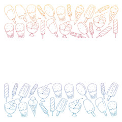 Collection of vector ice creams. Pattern for banners, posters