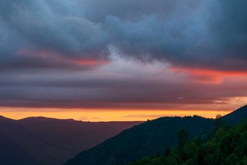 Sunset Towards Toutle Mountain Range