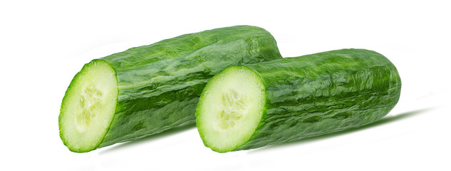 Fresh cucumber isolated on white background with clipping path